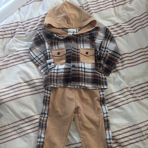 New Plaid Hooded Toddler Matching Set 12-18 Months